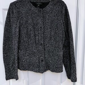 Ladies Size 12 Talbots Women's Black and Gray Textured Blazer GUC